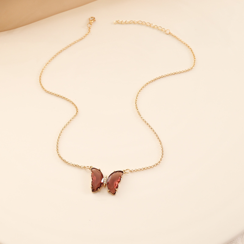 multicolor glass butterfly necklace