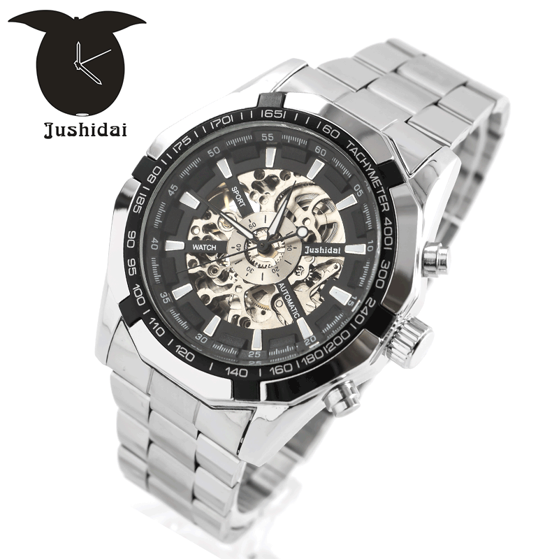 Watch Factory New Simple Men's automatic mechanical watch hollow Tourbillon men's business watch steel belt waterproof