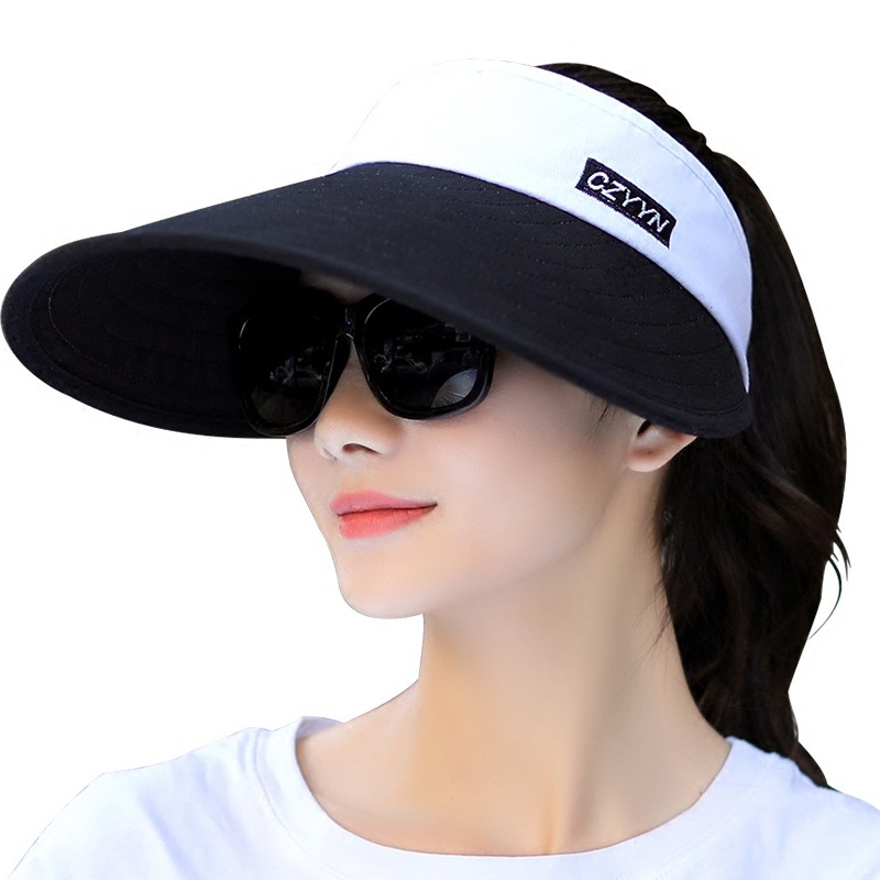 Sun Hat Women's Summer Sun Protection Foldable Outdoor Cycling Hat Large Brim UV Protection No Empty Top Sun Hat