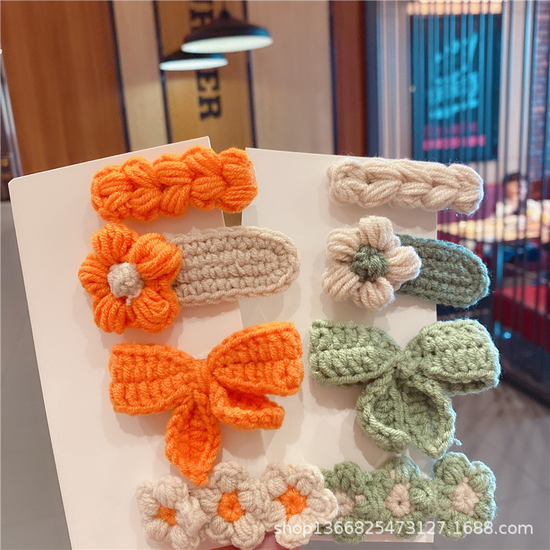 新款韓版針織毛線bb夾網紅發夾卡通發卡可愛毛絨夾子頭飾少女發飾