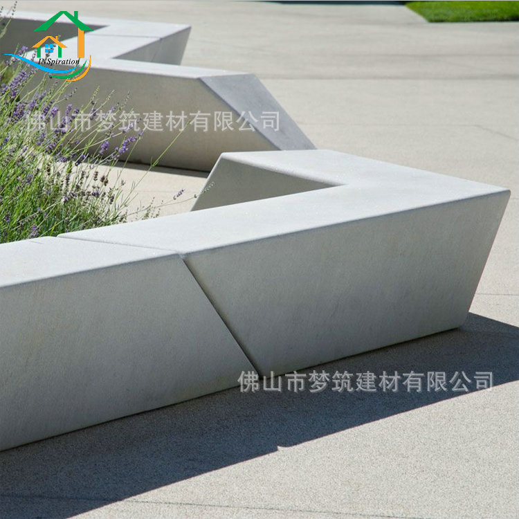 户外公园清水混凝土材质长座椅子 园林GRC景观座椅  人造石仿石凳