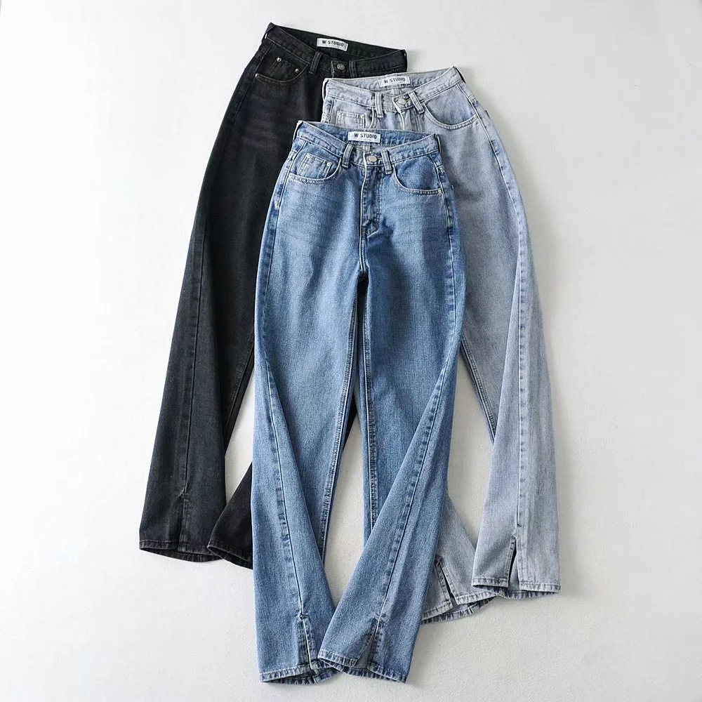 High Waist Slim Loose Straight Denim Trousers NSAC14320