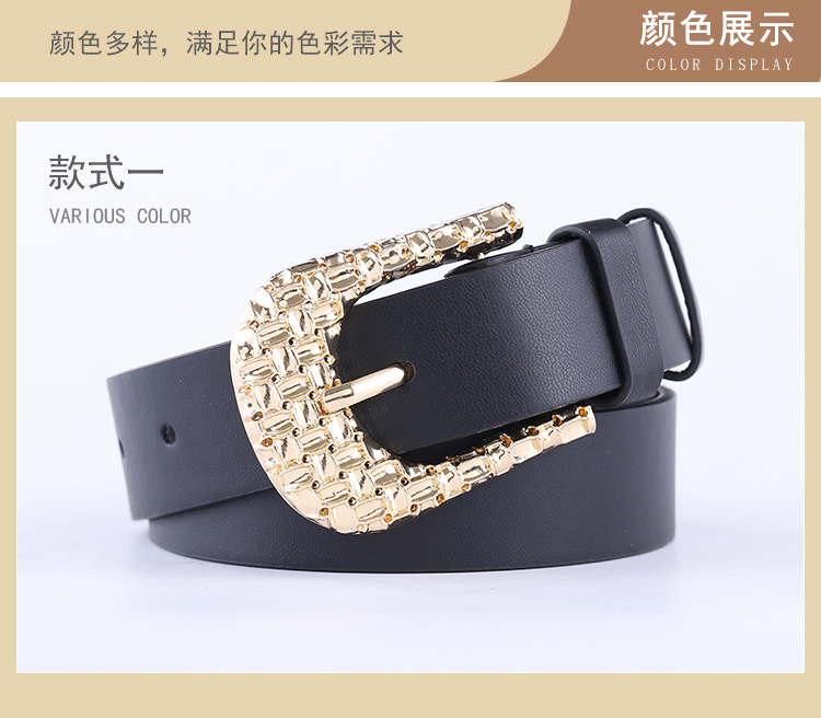 Combination With Black Gold Buckle Belt Ladies Fashion Pattern Pin Buckle Decorative Belt Women Wholesale Nihaojewelry display picture 14