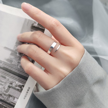 爱洛奇 s925银戒指女韩版时尚气质线条指环戒简约开口食指戒J2283