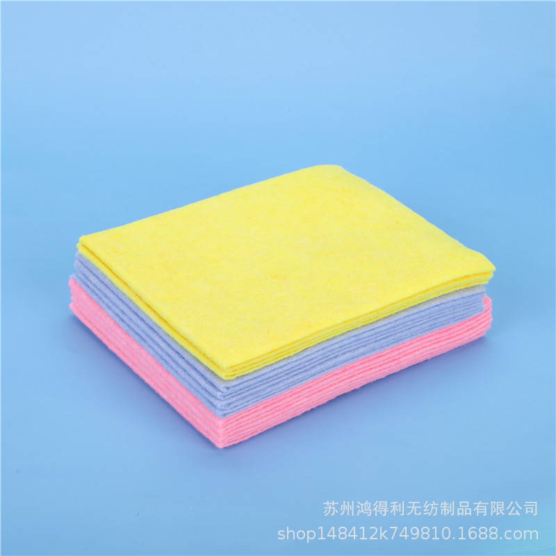 【彩色涤纶无纺布】大量批发可多次使用粉红色抹布果绿色百洁布