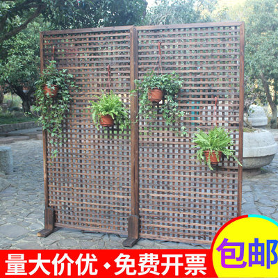 wholesale outdoors Carbonize Anticorrosive wood grid Anticorrosive wood fence Garden Climbing frame Flower trellis screen courtyard Wooden fence