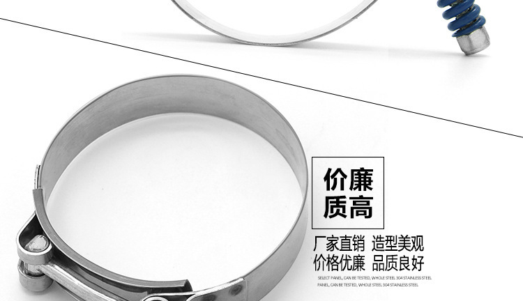 T型强力卡箍带弹簧式63-195欧式强力喉箍不锈钢卡箍大抱箍-阿里巴巴
