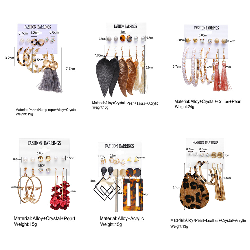 Hot Selling Tassel Earrings Creative Simple Retro  Earring Set 6 Pairs display picture 25