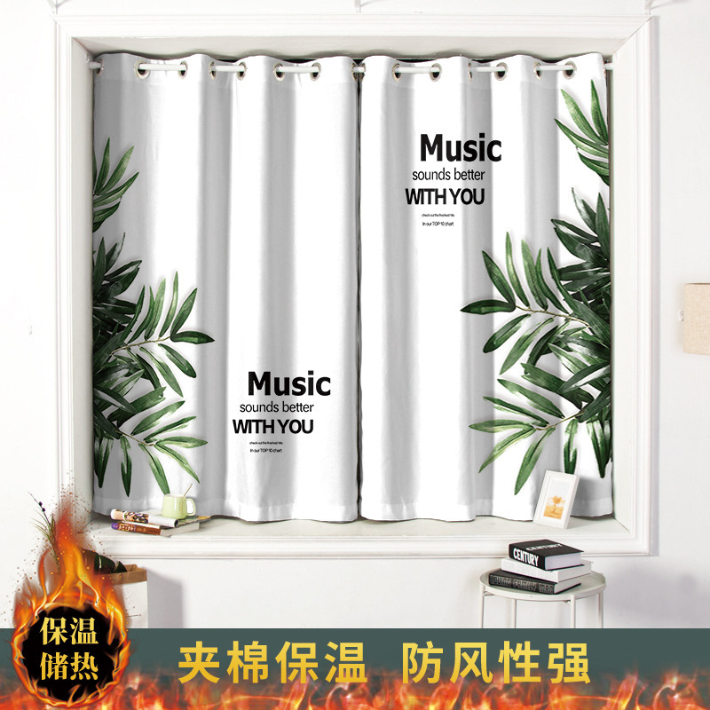 Factory personality digital printing insulation short curtain bedroom living room shading wind cold curtain finished product