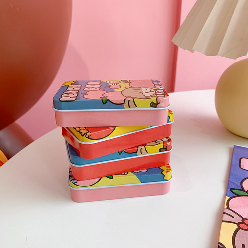 Korean new internet celebrity same style cute girl storage box girl handbook sticker candy storage jewelry tin box