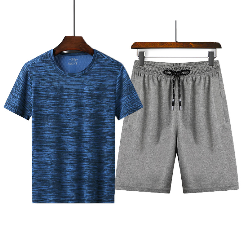 2019 hombre traje casual de verano gran camiseta de mangas cortas coreana delgada pantalones cortos de entrenamiento de secado rápido moda