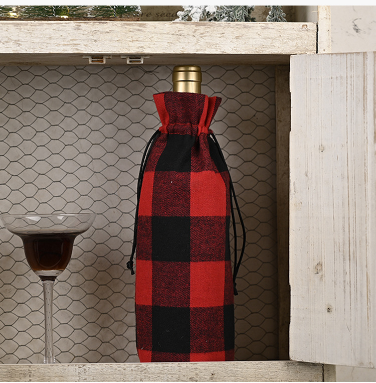 Christmas Decorations Red And Black Large Lattice Wine Bottle Cover display picture 5