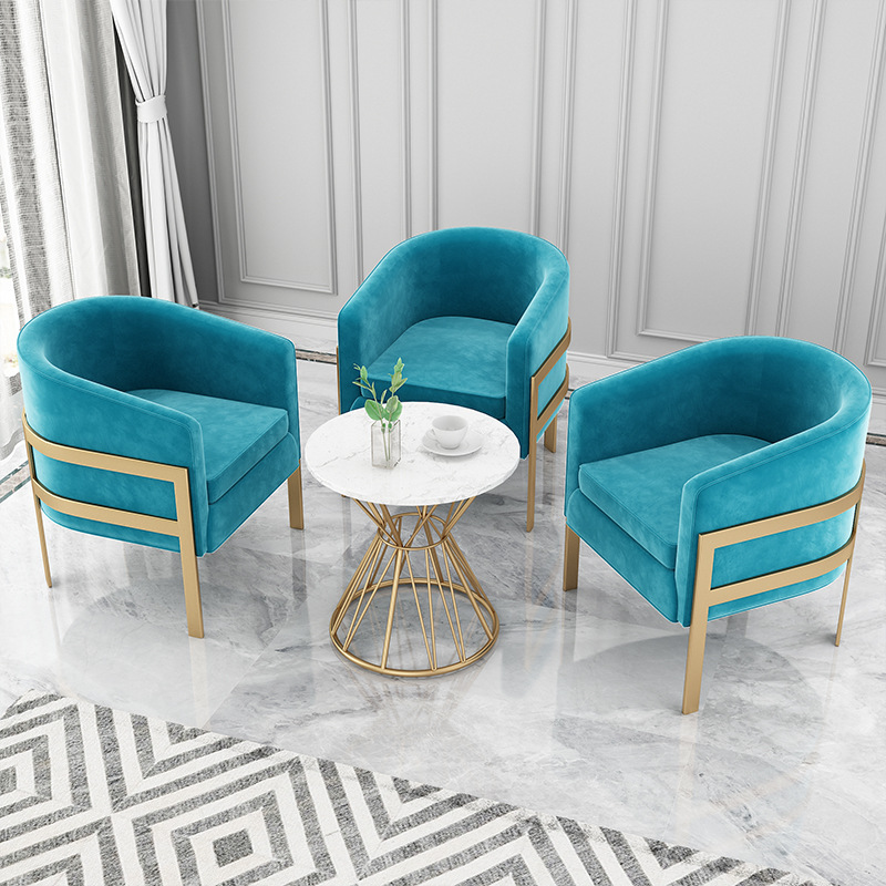 Modern minimalist iron single sofa chair living room leisure reception manicure consultation desk chairs light luxury one table two chairs
