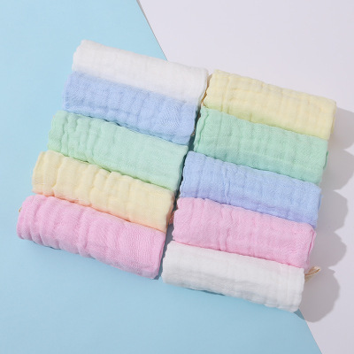 undefined6 Gauze cotton material Fold the cloth washing Gauze Kerchief Baby belt Hooks Saliva towel*30 30 Solid color scarfundefined