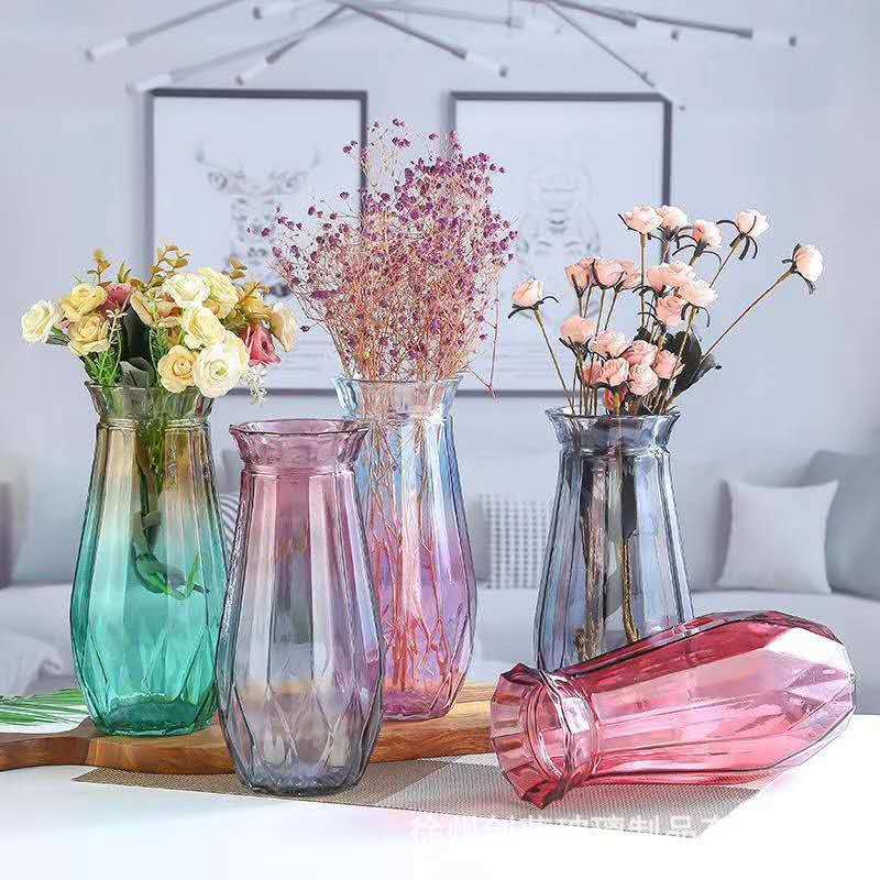 新款创意25高钻石玻璃花瓶干花插花瓶家居装饰摆件花器|ru