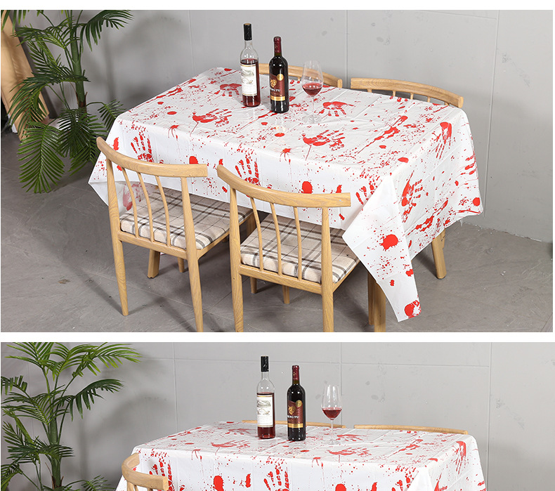 Halloween Bleeding Tablecloth Party Atmosphere Layout Props Blood Handprint Tablecloth Horror Scary Blood Tablecloth Blood Cloth display picture 1