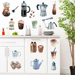 Wall stickers kitchen decoration stickers cups tiles refrigerator glass door stickers waterproof cartoon stove decals charcoal