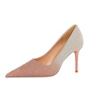 Sexy party high heels slim heels women’s high heels light mouth pointed color gradient color matching single shoes