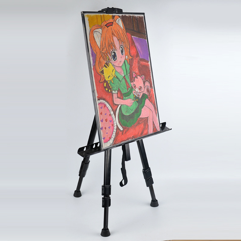 Metal Easel Foldable knapsack Art Supplies Graffiti Drawing board Dedicated Easel Black Metal