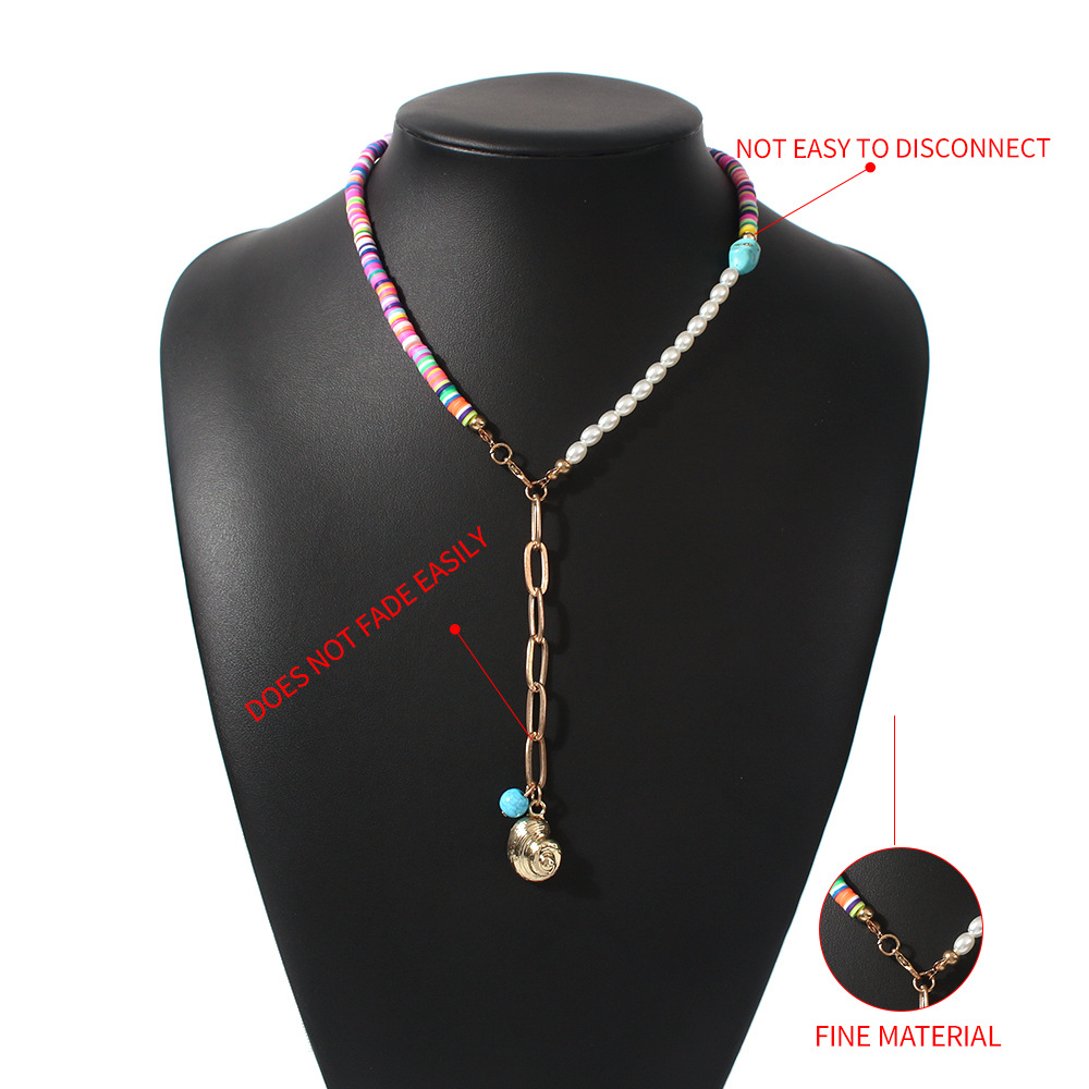 N7627 Europischer und amerikanischer Schmuck Bhmischer Retro hand gefertigter Perlen trkis Metall feder Quasten Halskette Grohandelpicture2