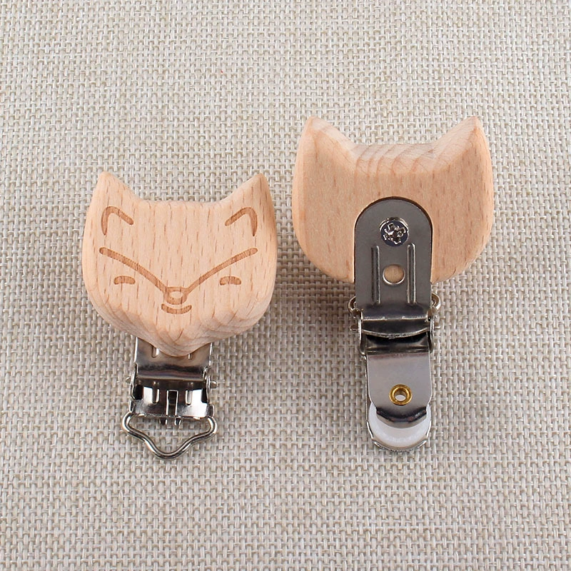 Children's cartoon safe protective wooden pacifier for new born with animals