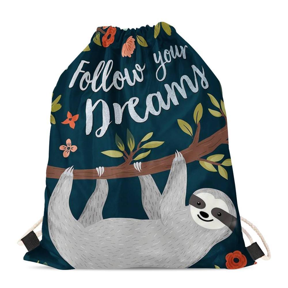 厂家直供束口包树懒帆布包手提拉绳包便携式双肩包布袋包收纳袋