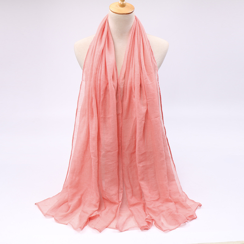 Frau Einfacher Stil Einfarbig Bali Garn Nähen Baumwolle Leinen Schals display picture 21