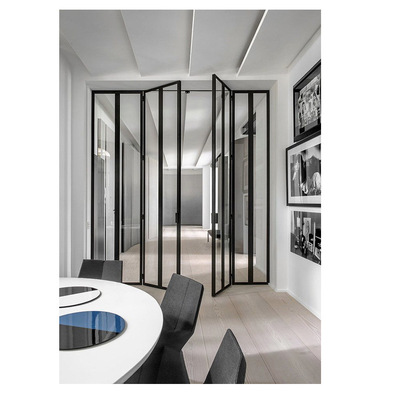 佛山16极窄玻璃折叠门 庭院重型断桥推拉门 窄边钢化玻璃铝合金门