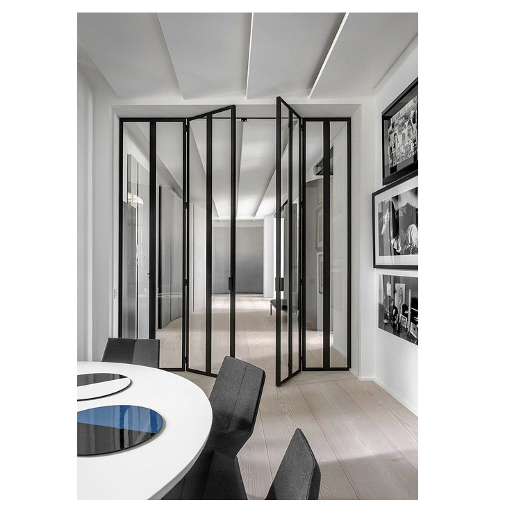 佛山16极窄玻璃折叠门 庭院重型断桥推拉门 窄边钢化玻璃铝合金门