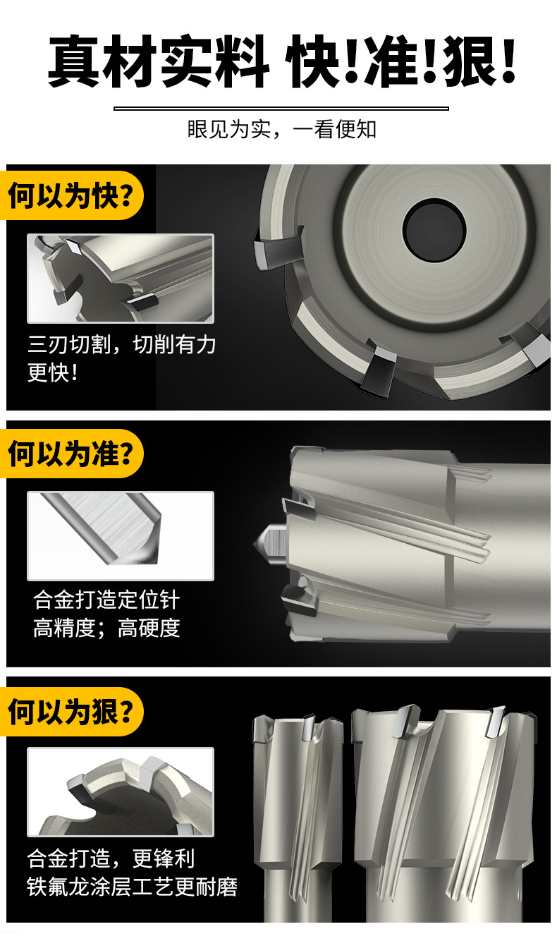 硬质合金空心钻金属厚钢板钻头内冷快速打孔开孔器磁力钻台钻铣床-阿里巴巴