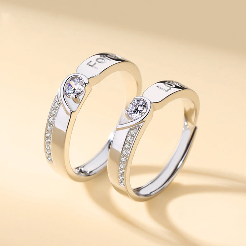 Runxin New Love Endless Couple's Ring Men's and Women's Long-distance Love Memorial Gift Fashion Simple Student's Ring