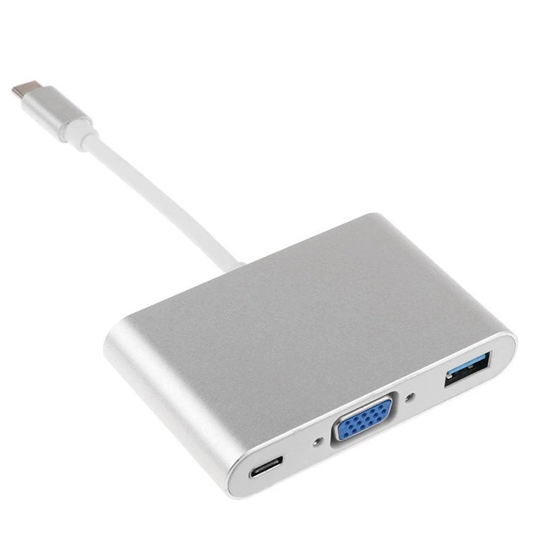 Прямая продажа от производителя USB 3.1 Type-C в VGA плюс USB с преобразователем питания, блок питания с тремя входами