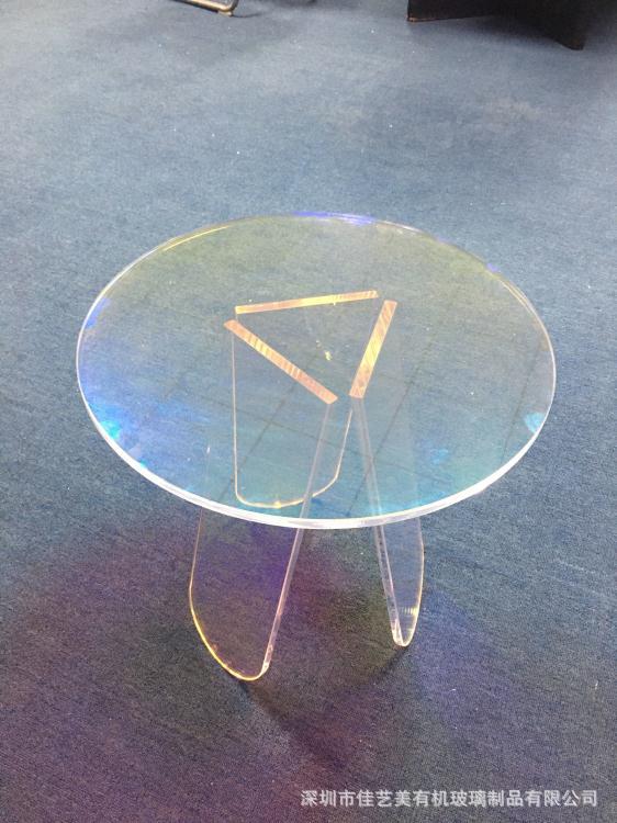 工厂供应亚克力炫彩茶几 亚克力炫彩椭圆茶几 有机玻璃七彩茶几