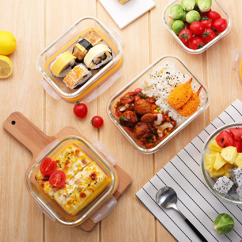 樂扣樂扣耐熱玻璃餐盒套裝圓形泡面玻璃碗帶蓋小號微波爐加熱飯盒