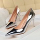 9511-a7 European and American fashion sexy metal heel high heel shallow mouth pointed nightclub show thin high heel shoes women's single shoes