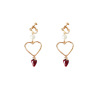 Japanese retro earrings heart shaped heart-shaped with bow from pearl, Korean style