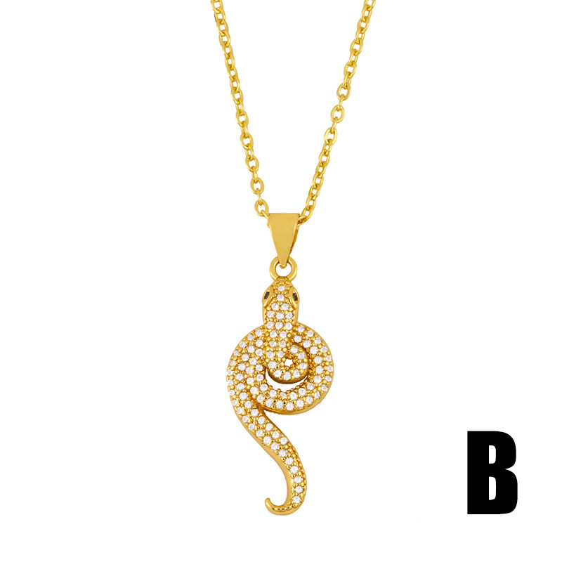 Fashion Simple Snake-shaped Hot-selling New Diamond Pendant Copper Necklace display picture 5