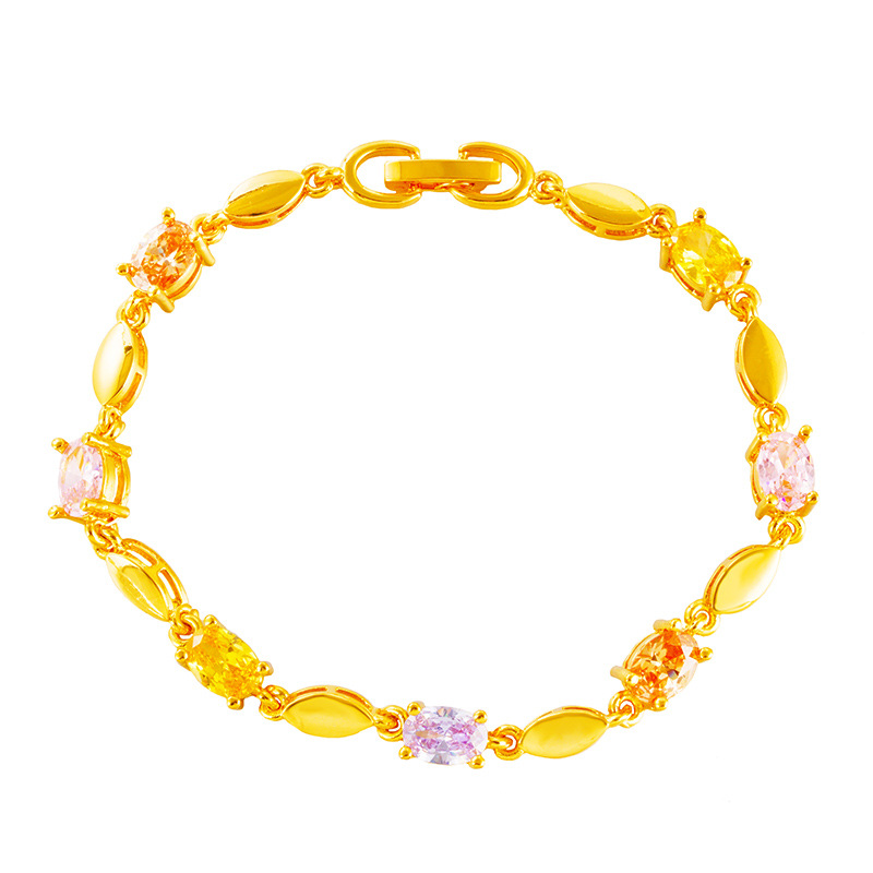 Imitación de lujo de Europa y América 18K pulsera de oro joyería de las mujeres de moda de imitación de color natural tesoro joyería de cristal de oro de arena al por mayor