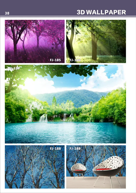 Seamless wall cloth high definition spray painting wall cloth fresh forest woods rattan landscape painting large background wall