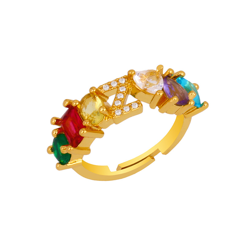 12g Weight 18K Gold Plated Plating Material Artificial Gemstones Inlay Material Birthday Occasion Copper Material Letter Pattern Women'S Gender Plating Design Fashion Style Fashion Letter Copper 18k Gold Plated Artificial Gemstones In Bulk 27