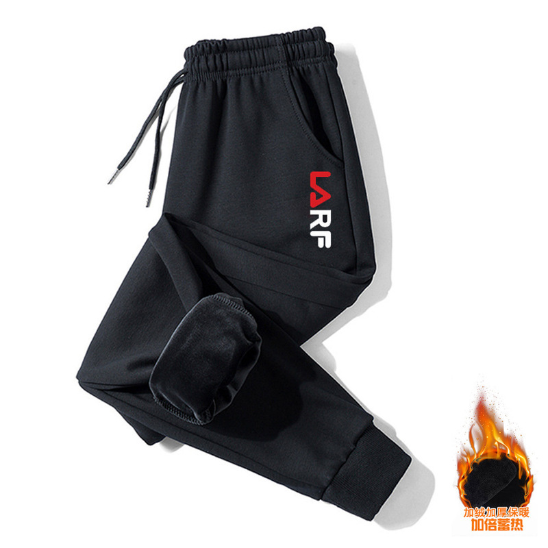 Fleece-lined thick fat brother handsome casual pants men's Korean-style pants cropped harem ankle-tied pants men's small label printed pants Fleece-lined thick fat brother handsome casual pants men's Korean-style pants cropped harem ankle-tied pants men's small label printed pants