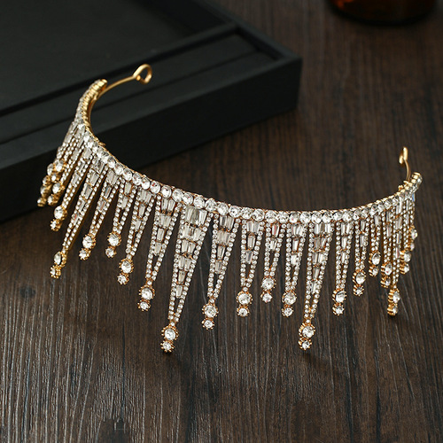 Hairpin hair clip hair accessories for women crystal lady crown wedding dress wedding hair ornament champagne gold birthday headdress