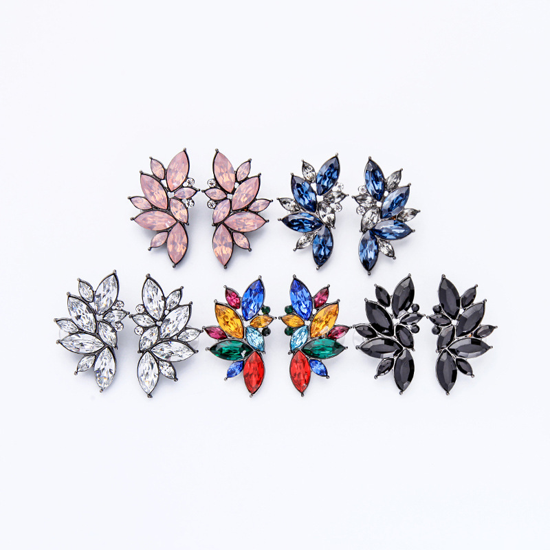 Super Fairy Personality Diamond Earrings S925 Silver Needle Colorful Gemstone Earrings Dinner Wild Flower Earrings Wholesale display picture 7
