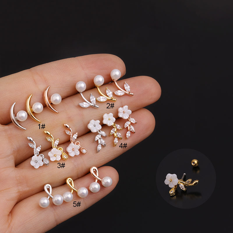 Koreanische einfache Mode eingelegte Perlenohrringepicture1