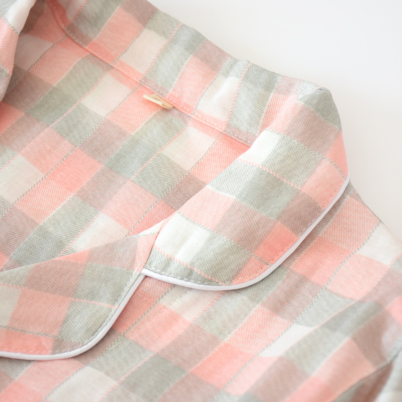 新款纱布情侣格子睡衣