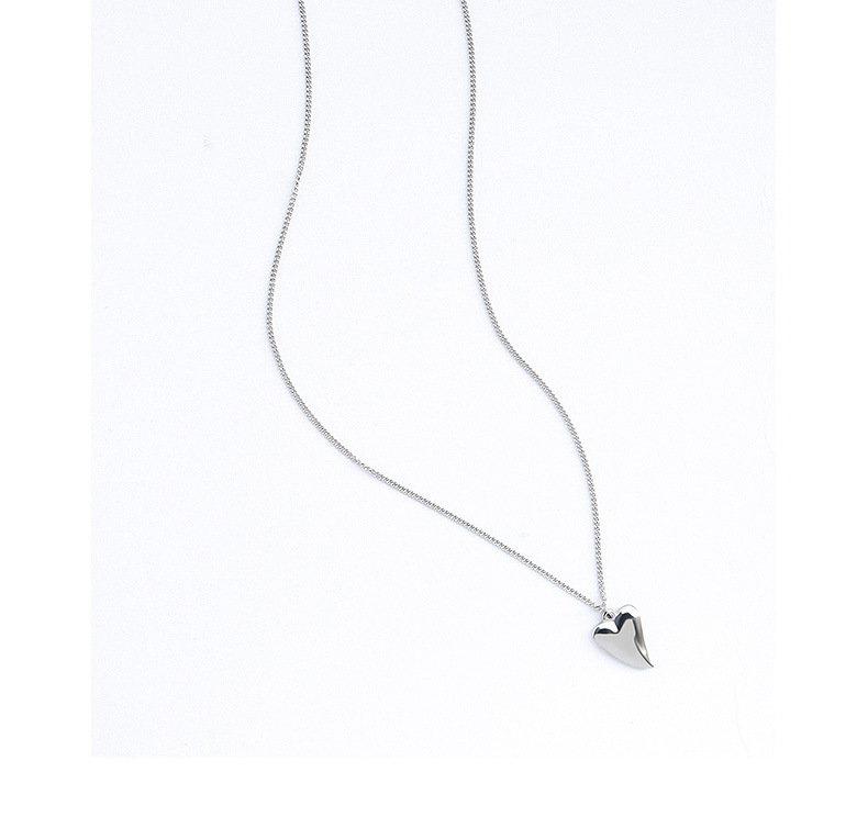 Collier En Or 18 Carats En Acier Au Titane Simple Cœur D&#39;amour Tendance display picture 5