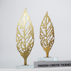 Home Decor Accent, Minimalist Modern Living Room Coffee Table End Table Entryway Abstract Creative Metal Iron Leaf Ornament