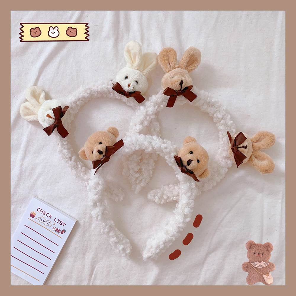 Korean Edition Autumn and winter Plush Little Bear Rabbit Hair hoop lovely rabbit Plush Hair hoop Lambswool Head hoop Little Bear Headdress