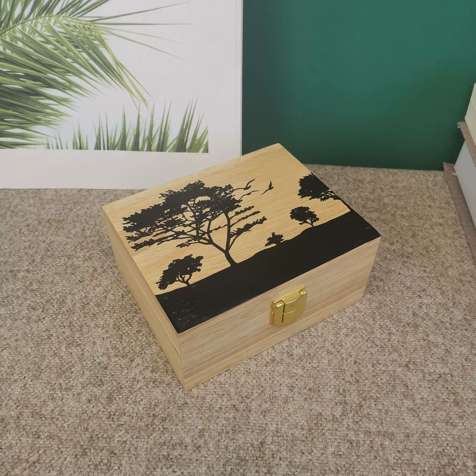 Бытовая коробка для хранения твердой древесины флип деревянная Подарочная коробка оригинальная деревянная Цветная Печать Подарочная коробка может быть настроена