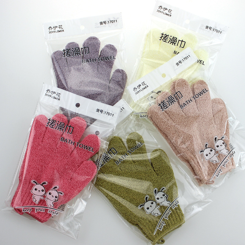 Thickened encryption five-finger bath towel easy to Ash nylon rubbing gloves bath towel/a pair of can be OE